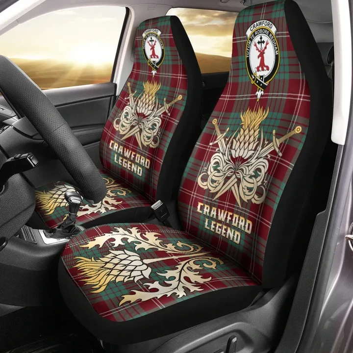 Car Seat Cover Crawford Modern Clan Crest Gold Thistle Courage Symbol K32