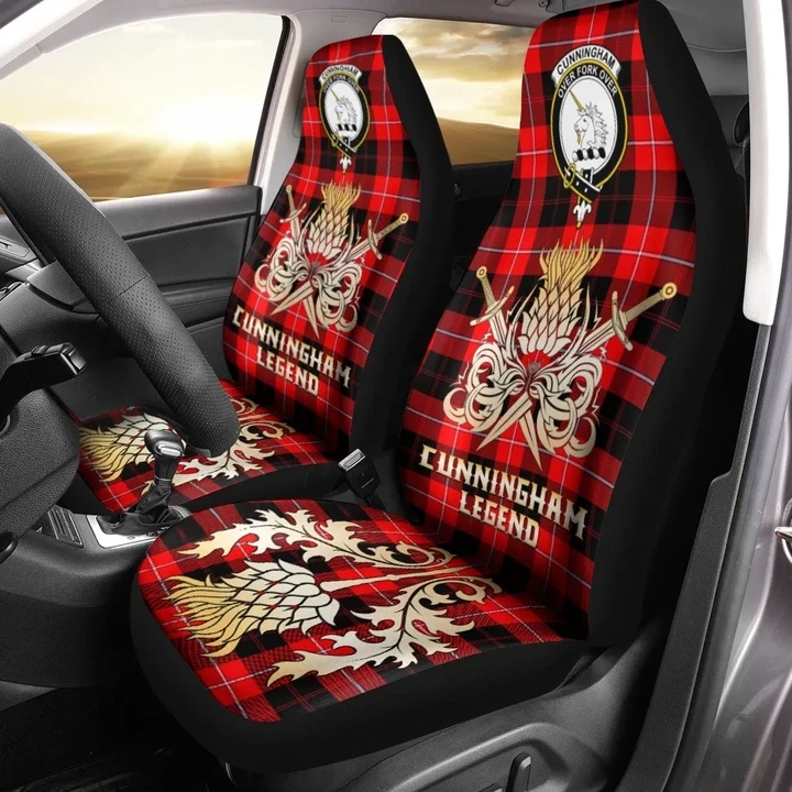 Car Seat Cover Cunningham Modern Clan Crest Gold Thistle Courage Symbol K32