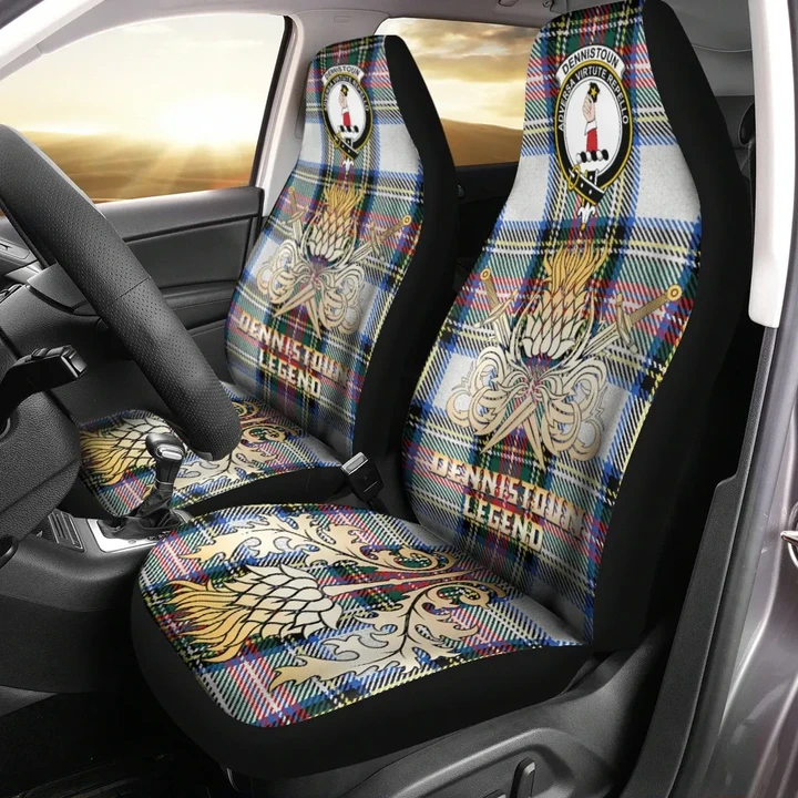 Car Seat Cover Dennistoun Clan Crest Gold Thistle Courage Symbol K32