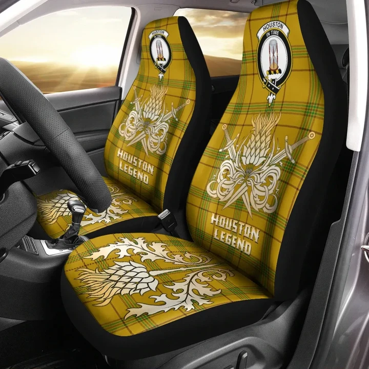 Car Seat Cover Houston Clan Crest Gold Thistle Courage Symbol K32