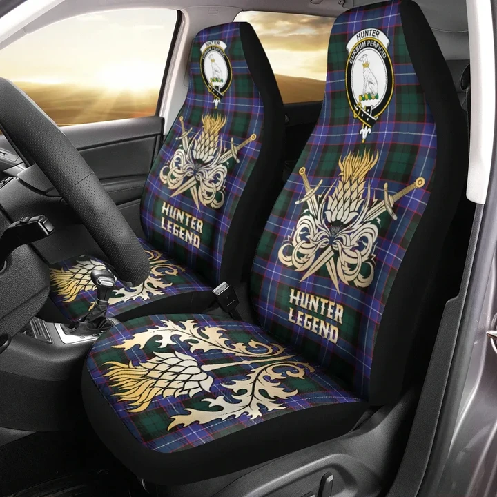 Car Seat Cover Hunter Modern Clan Crest Gold Thistle Courage Symbol K32