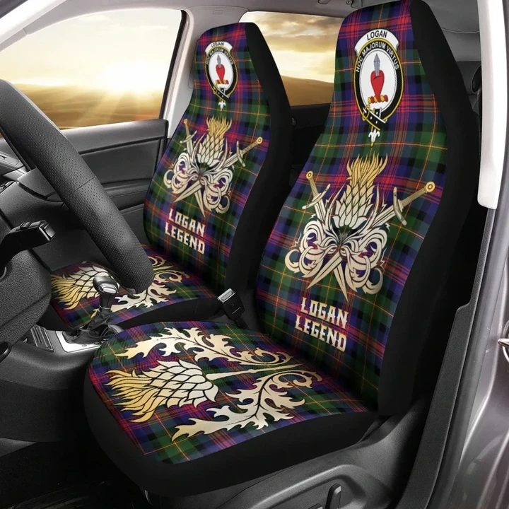 Car Seat Cover Logan Modern Clan Crest Gold Thistle Courage Symbol K32