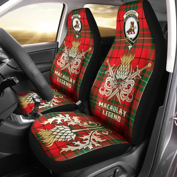 Car Seat Cover MacAulay Modern Clan Crest Gold Thistle Courage Symbol K32