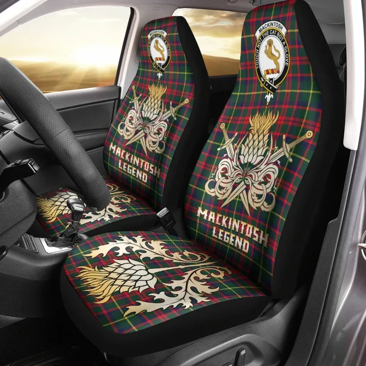 Car Seat Cover MacKintosh Hunting Modern Clan Crest Gold Thistle Courage Symbol K32