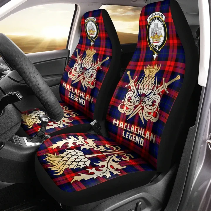 Car Seat Cover MacLachlan Modern Clan Crest Gold Thistle Courage Symbol K32