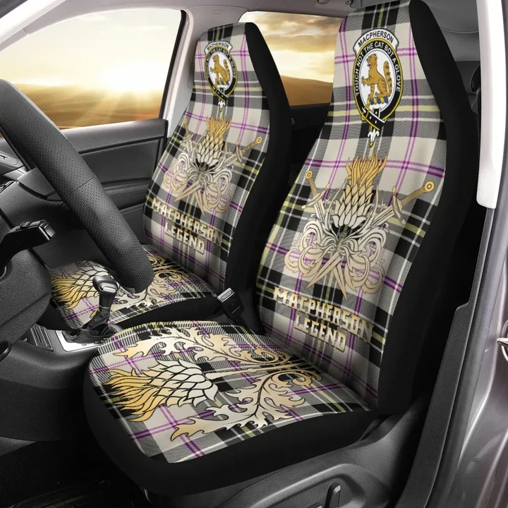 Car Seat Cover MacPherson Dress Ancient Clan Crest Gold Thistle Courage Symbol K32