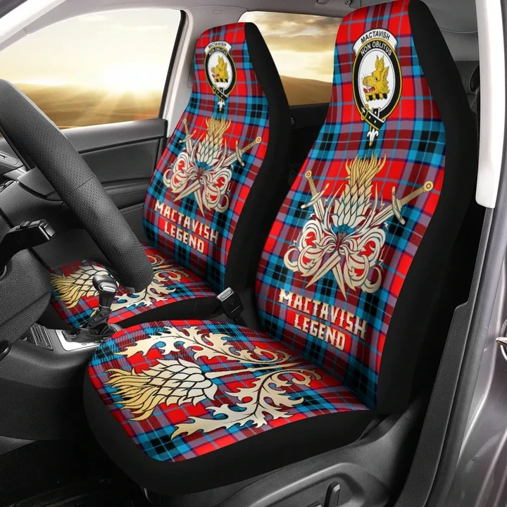 Car Seat Cover MacTavish Modern Clan Crest Gold Thistle Courage Symbol K32