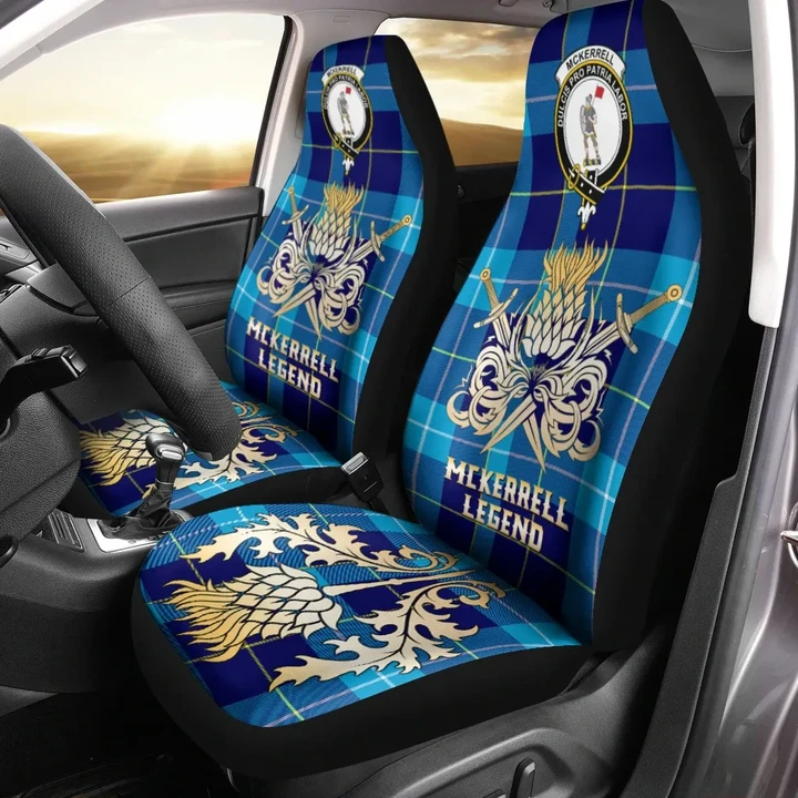 Car Seat Cover McKerrell Clan Crest Gold Thistle Courage Symbol K32