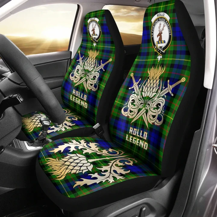 Car Seat Cover Rollo Modern Clan Crest Gold Thistle Courage Symbol K32