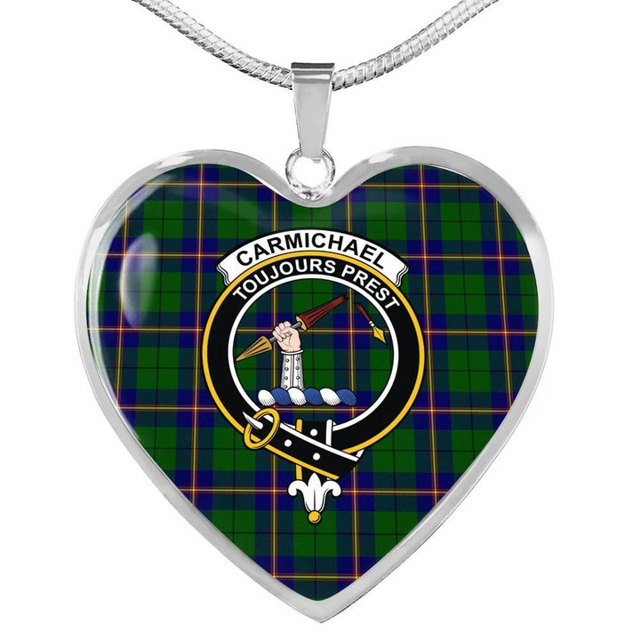 Carmichael Modern  Tartan Crest Heart Necklace HJ4