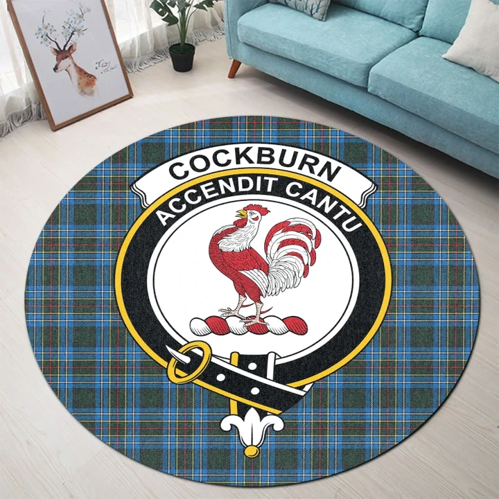 Cockburn Modern Clan Crest Tartan Round Rug K32