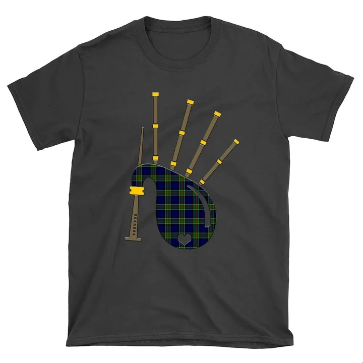 Colquhoun Modern Tartan Bagpipes Round Neck Unisex T-Shirt TH8