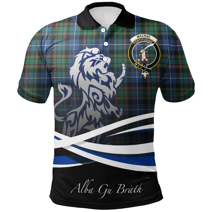 MacRae Hunting Ancient Polo Shirts Tartan Crest Scotland Lion A30