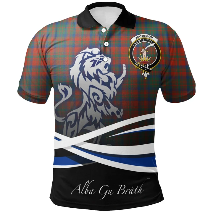 Matheson Ancient Polo Shirts Tartan Crest Scotland Lion A30