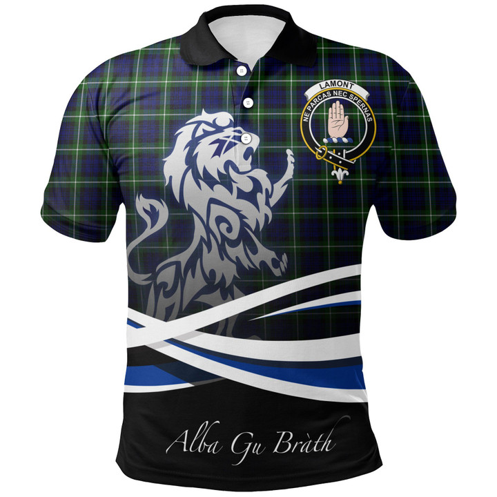 Lamont Modern Polo Shirts Tartan Crest Scotland Lion A30
