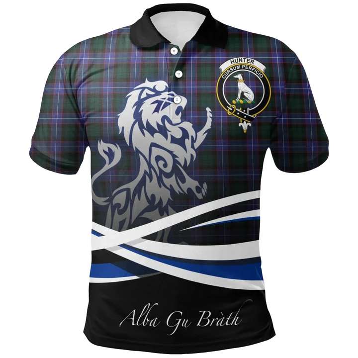 Hunter Modern Polo Shirts Tartan Crest Scotland Lion A30