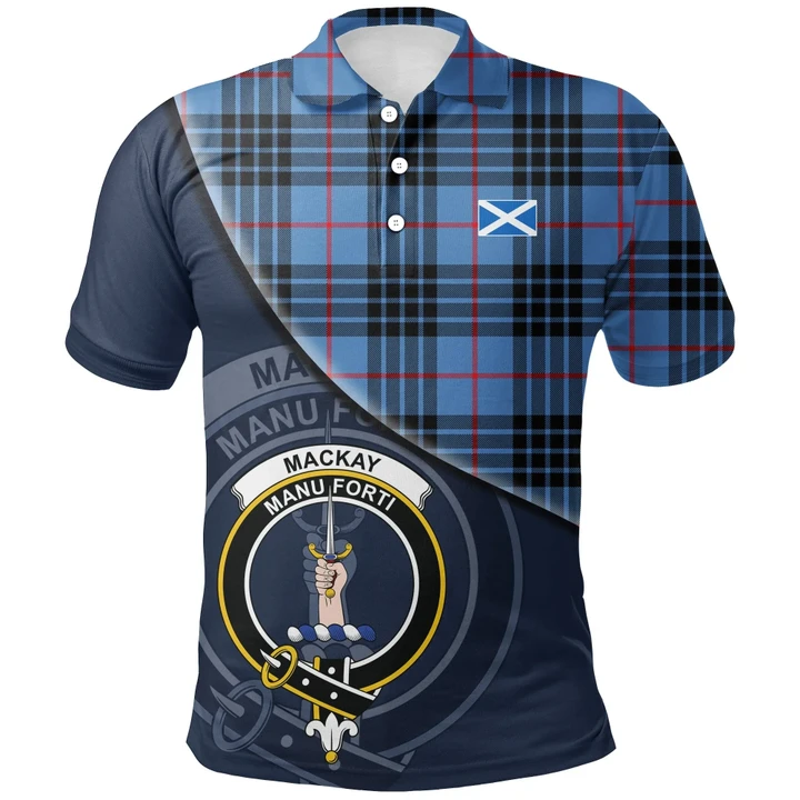 MacKay Blue Polo Shirts Tartan Crest A30