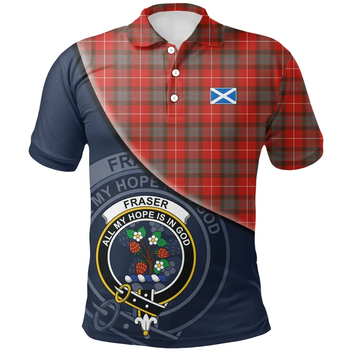 Fraser Weathered Polo Shirts Tartan Crest A30