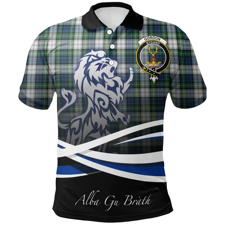 Gordon Dress Ancient Polo Shirts Tartan Crest Scotland Lion A30