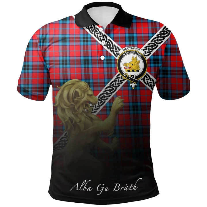 MacTavish Modern Polo Shirts Tartan Crest Celtic Scotland Lion A30