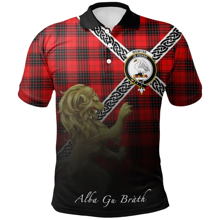 Wemyss Modern Polo Shirts Tartan Crest Celtic Scotland Lion A30