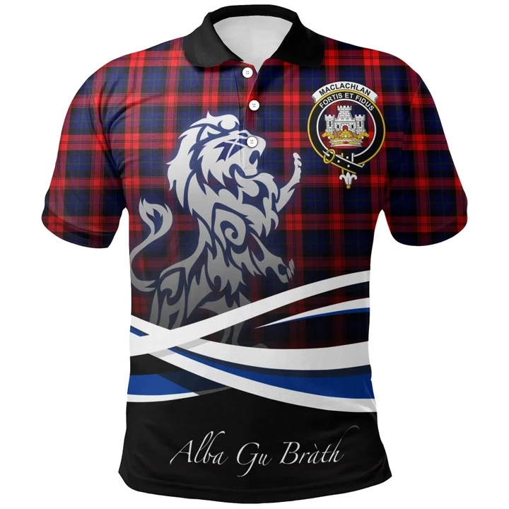 MacLachlan Modern Polo Shirts Tartan Crest Scotland Lion A30