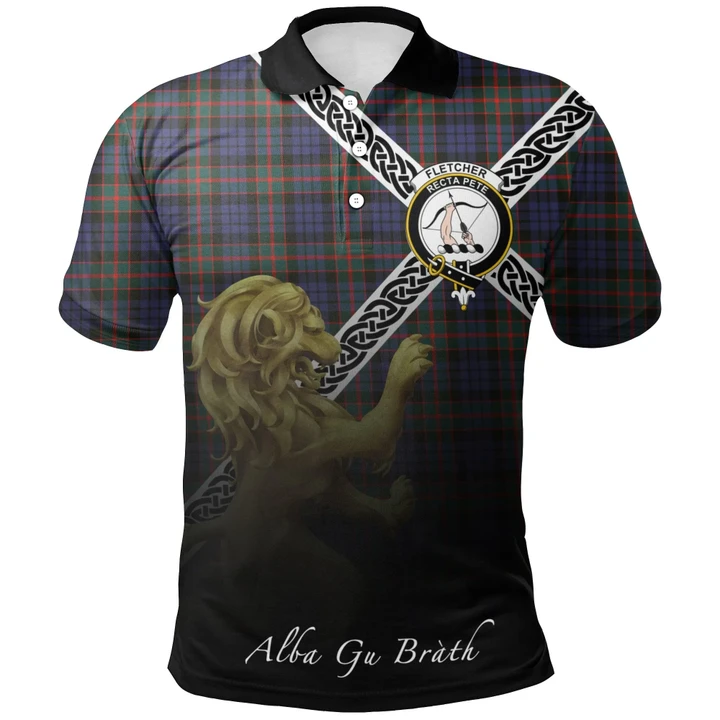 Fletcher of Dunans Polo Shirts Tartan Crest Celtic Scotland Lion A30