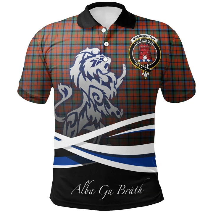 MacNaughton Ancient Polo Shirts Tartan Crest Scotland Lion A30