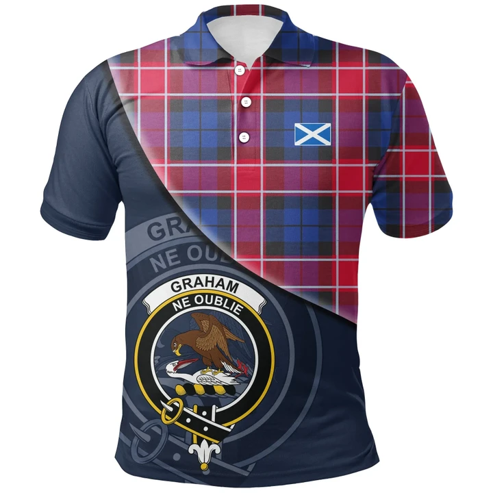 Graham of Menteith Red Polo Shirts Tartan Crest A30