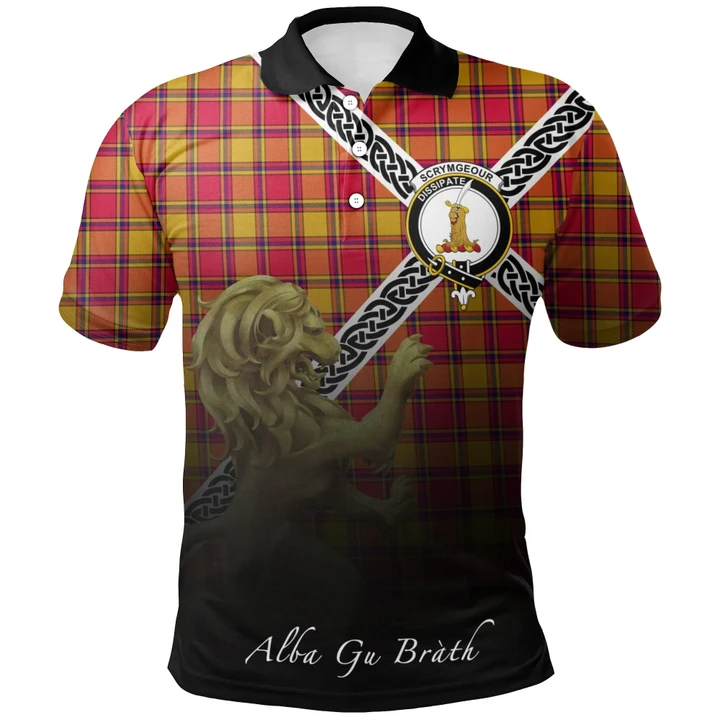 Scrymgeour Polo Shirts Tartan Crest Celtic Scotland Lion A30