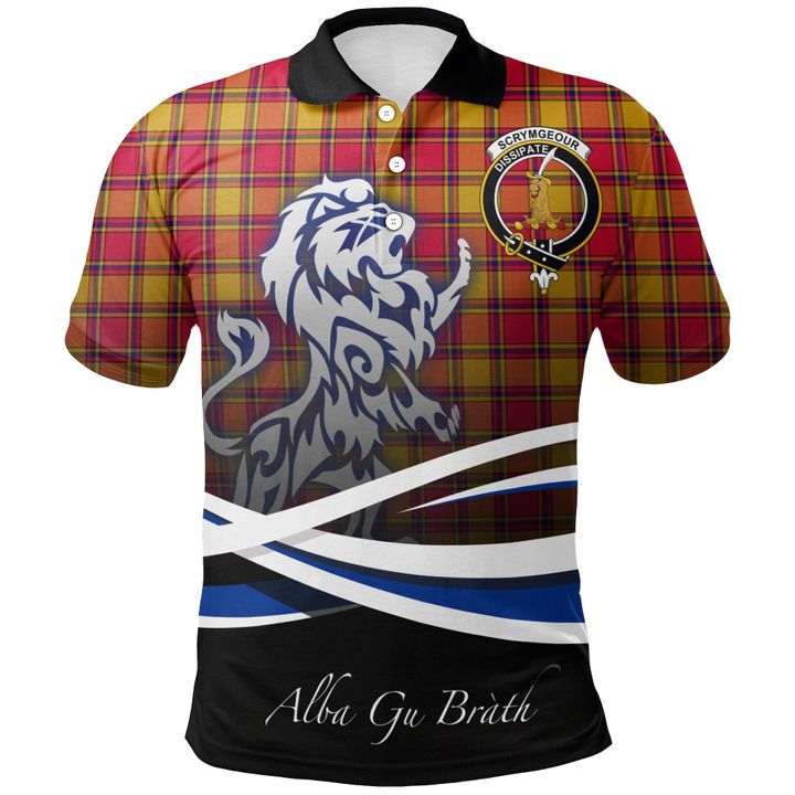 Scrymgeour Polo Shirts Tartan Crest Scotland Lion A30