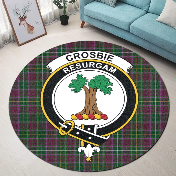 Crosbie Clan Crest Tartan Round Rug K32