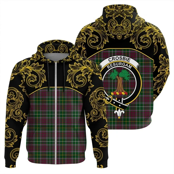 Crosbie Tartan Clan Crest Zip Hoodie - Empire I - HJT4