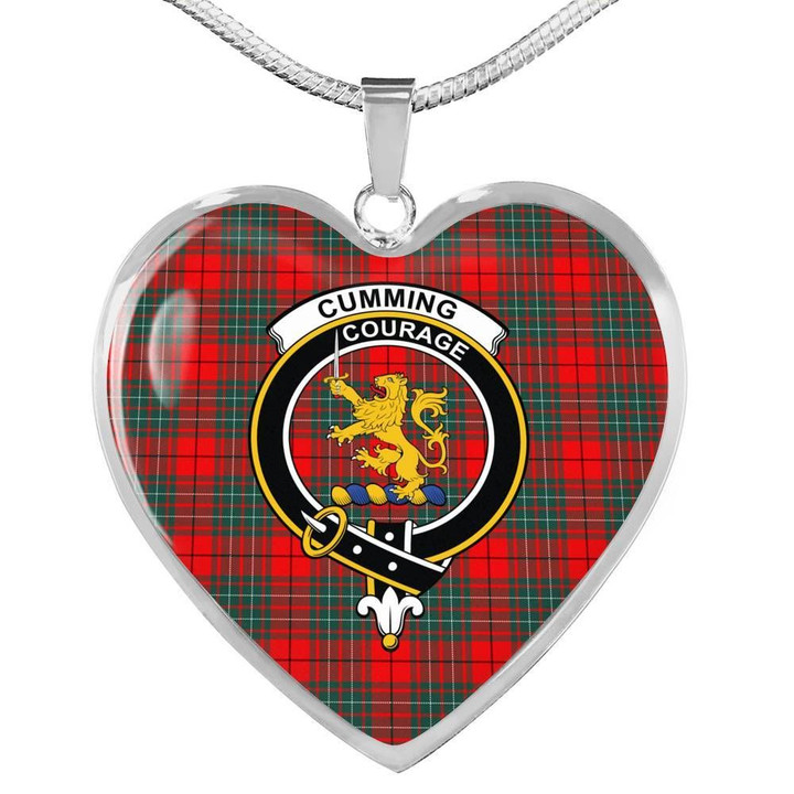 Cumming Modern Tartan Crest Heart Necklace HJ4