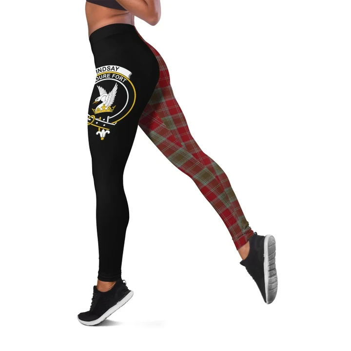 Lindsay Weathered Crest Tartan Leggings | Over 500 Tartans | Special Custom Design