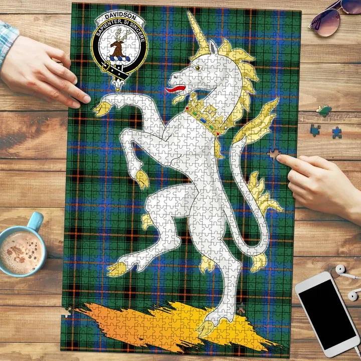 Davidson Ancient Clan Crest Tartan Unicorn Scotland Jigsaw Puzzle K32
