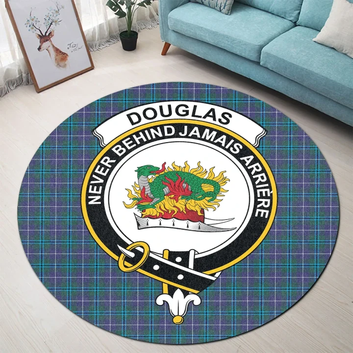 Douglas Modern Clan Crest Tartan Round Rug K32