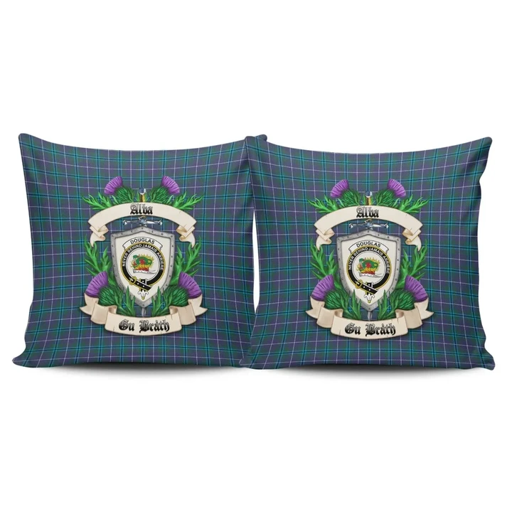 Douglas Modern Crest Tartan Pillow Cover Thistle (Set of two) A91