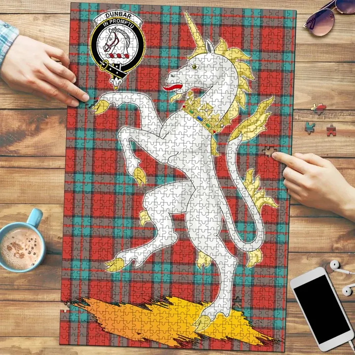 Dunbar Ancient Clan Crest Tartan Unicorn Scotland Jigsaw Puzzle K32