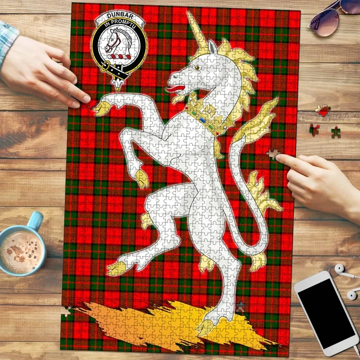 Dunbar Modern Clan Crest Tartan Unicorn Scotland Jigsaw Puzzle K32