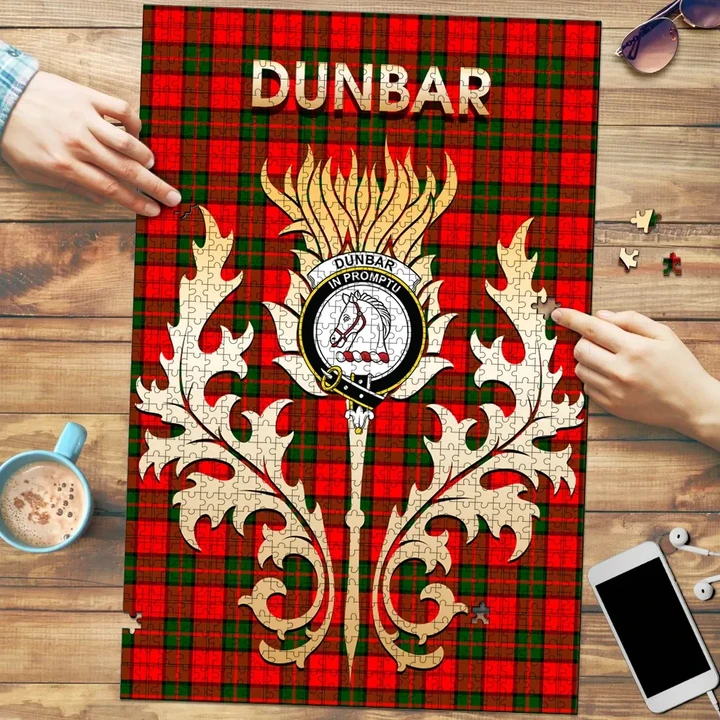 Dunbar Modern Clan Name Crest Tartan Thistle Scotland Jigsaw Puzzle K32