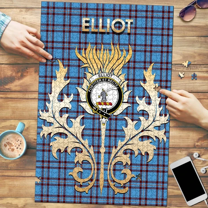 Elliot Ancient Clan Name Crest Tartan Thistle Scotland Jigsaw Puzzle K32