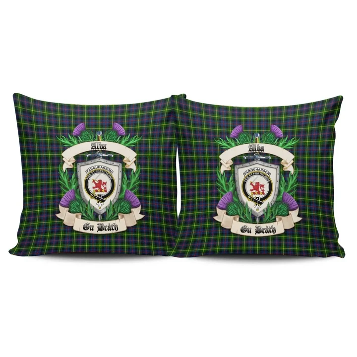 Farquharson Modern Crest Tartan Pillow Cover Thistle (Set of two) A91