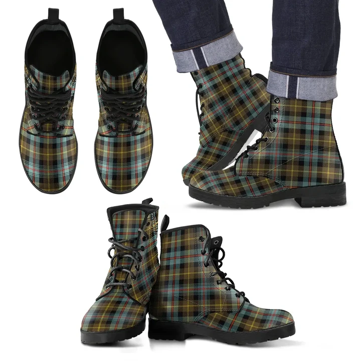 Farquharson Weathered Tartan Leather Boots A9