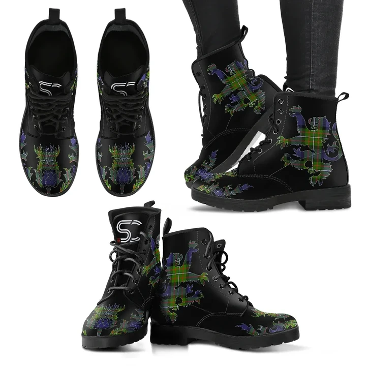 Fergusson Modern Tartan Leather Boots Lion And Thistle TH8
