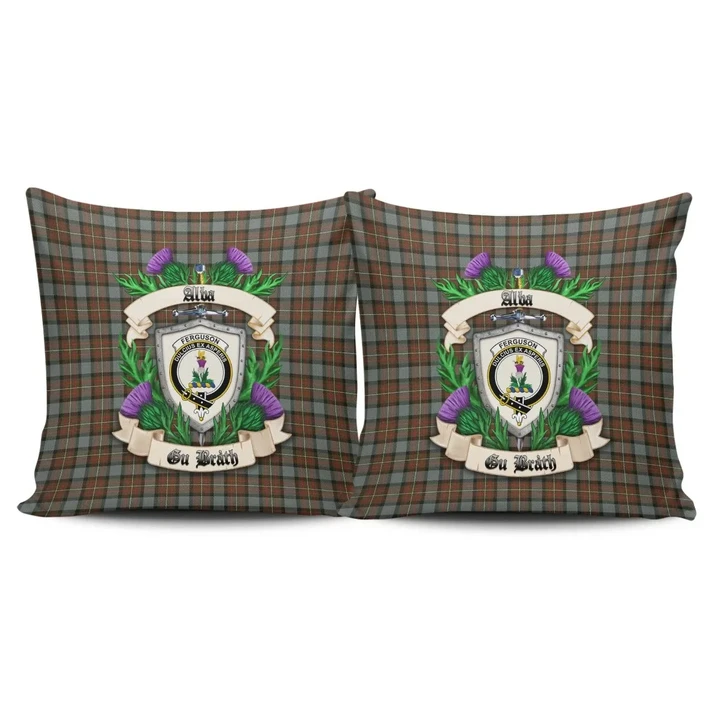 Fergusson Weathered Crest Tartan Pillow Cover Thistle (Set of two) A91