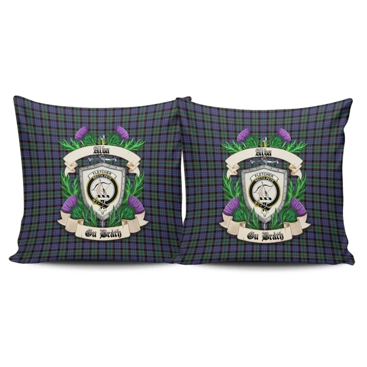 Fletcher Modern Crest Tartan Pillow Cover Thistle (Set of two) A91