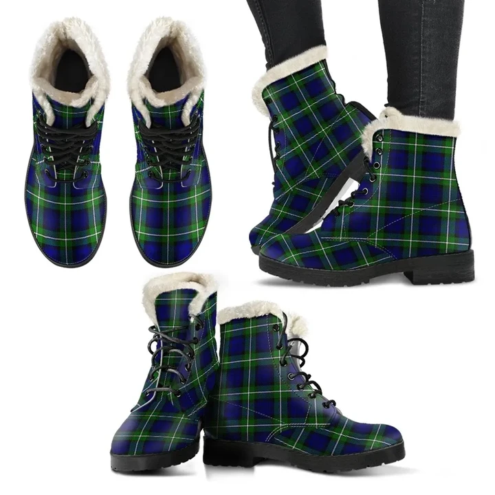 Forbes Modern Tartan Faux Fur Leather Boots A9