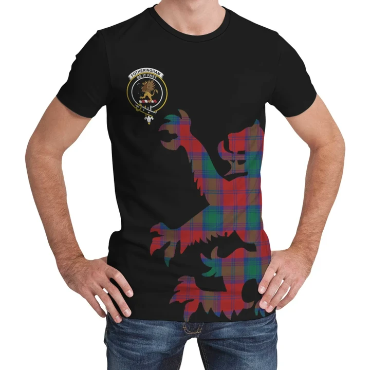 Fotheringham Modern Tartan Clan Crest Lion & Thistle T-Shirt K6