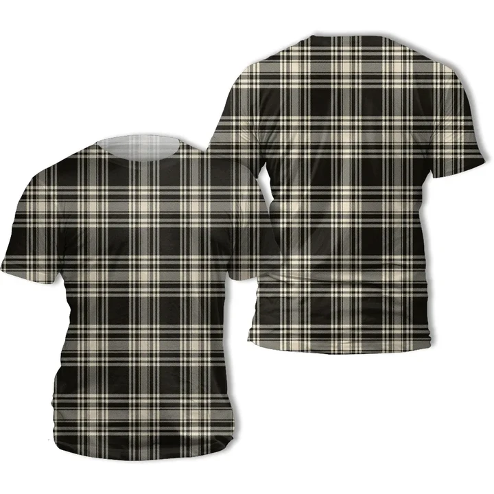Menzies Black & White Ancient Tartan All Over Print T-Shirt | Scottishclans.co